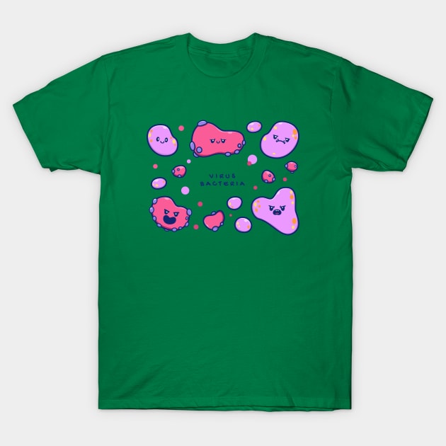 Cute Virus And bacteria Cartoon T-Shirt by Catalyst Labs